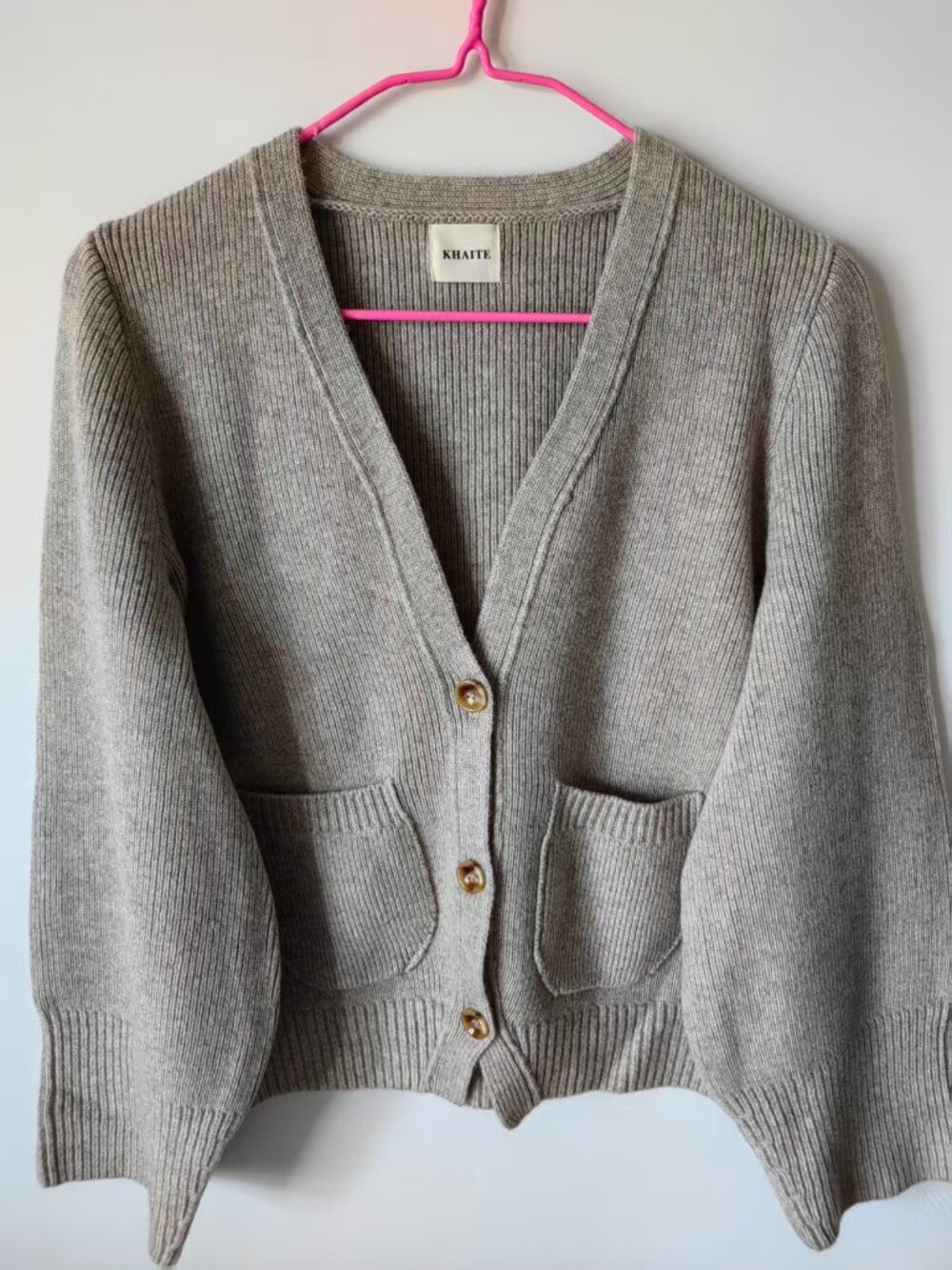 Khaite V-Neck Pocket Cardigan Heather Grey Women's NWT